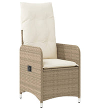 Gartensessel 2 Stk. Verstellbar mit Tisch Beige Poly Rattan