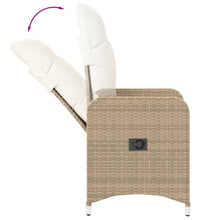 Gartensessel 2 Stk. Verstellbar mit Tisch Beige Poly Rattan