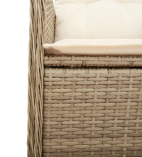 Gartensessel 2 Stk. Verstellbar mit Tisch Beige Poly Rattan