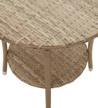 Gartensessel 2 Stk. Verstellbar mit Tisch Beige Poly Rattan