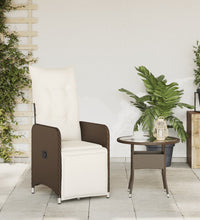 Gartensessel Verstellbar mit Kissen Braun Poly Rattan