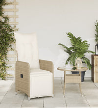 Gartensessel mit Kissen Verstellbar Beige Poly Rattan