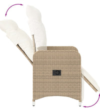 Gartensessel mit Kissen Verstellbar Beige Poly Rattan