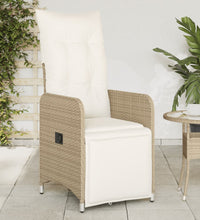 Gartensessel mit Kissen Verstellbar Beige Poly Rattan