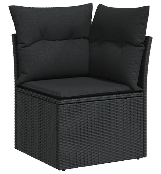 Garten-Ecksofa mit Kissen Schwarz Poly Rattan