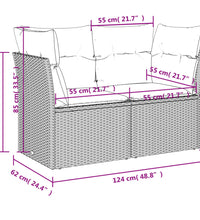 Gartensofa mit Kissen 2-Sitzer Schwarz Poly Rattan