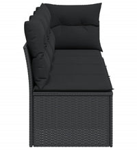 Gartensofa mit Kissen 4-Sitzer Schwarz Poly Rattan