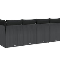 Gartensofa mit Kissen 4-Sitzer Schwarz Poly Rattan