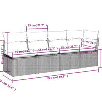 Gartensofa mit Kissen 4-Sitzer Schwarz Poly Rattan