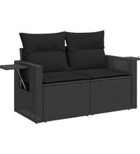 Gartensofa mit Kissen 2-Sitzer Schwarz Poly Rattan