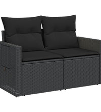 Gartensofa mit Kissen 2-Sitzer Schwarz Poly Rattan