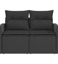 Gartensofa mit Kissen 2-Sitzer Schwarz Poly Rattan