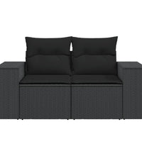 Gartensofa mit Kissen 2-Sitzer Schwarz Poly Rattan