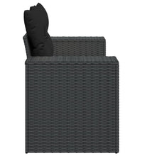 Gartensofa mit Kissen 2-Sitzer Schwarz Poly Rattan