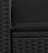 Gartensofa mit Kissen 2-Sitzer Schwarz Poly Rattan