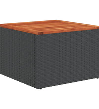 Gartentisch Schwarz 55x55x37 cm Poly Rattan und Akazienholz