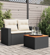 Gartentisch Schwarz 55x55x37 cm Poly Rattan und Akazienholz