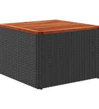 Gartentisch Schwarz 55x55x37 cm Poly Rattan und Akazienholz