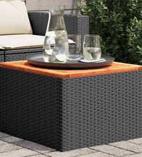 Gartentisch Schwarz 55x55x37 cm Poly Rattan und Akazienholz