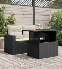 Gartentisch Schwarz 100x55x73 cm Poly Rattan und Akazienholz