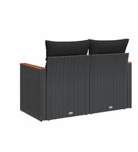 Gartensofa mit Kissen 2-Sitzer Schwarz Poly Rattan