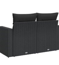 Gartensofa mit Kissen 2-Sitzer Schwarz Poly Rattan