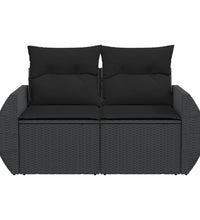 Gartensofa mit Kissen 2-Sitzer Schwarz Poly Rattan