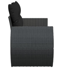 Gartensofa mit Kissen 2-Sitzer Schwarz Poly Rattan