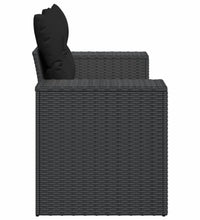 Gartensofa mit Kissen 2-Sitzer Schwarz Poly Rattan