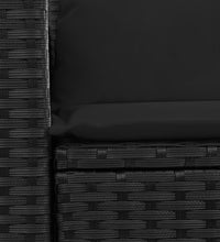 Gartensofa mit Kissen 2-Sitzer Schwarz Poly Rattan