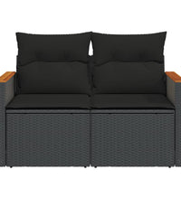 Gartensofa mit Kissen 2-Sitzer Schwarz Poly Rattan