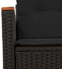 Gartensofa mit Kissen 2-Sitzer Schwarz Poly Rattan