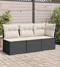 Gartensofa ohne Armlehnen mit Kissen Schwarz Poly Rattan