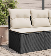 Gartensofa ohne Armlehnen mit Kissen Schwarz Poly Rattan