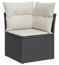 Garten-Ecksofa mit Kissen Schwarz Poly Rattan