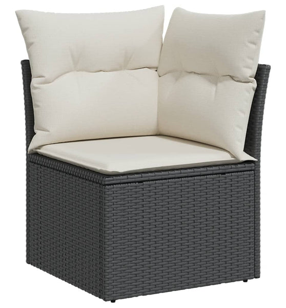 Garten-Ecksofa mit Kissen Schwarz Poly Rattan