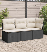 Garten-Ecksofa mit Kissen Schwarz Poly Rattan