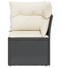 Garten-Ecksofa mit Kissen Schwarz Poly Rattan