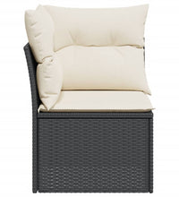 Garten-Ecksofa mit Kissen Schwarz Poly Rattan