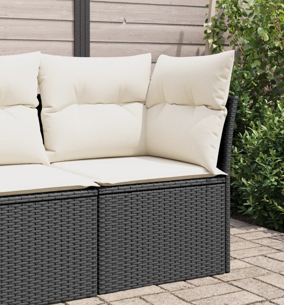 Garten-Ecksofa mit Kissen Schwarz Poly Rattan