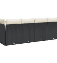 Gartensofa mit Kissen 4-Sitzer Schwarz Poly Rattan