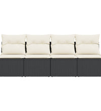 Gartensofa mit Kissen 4-Sitzer Schwarz Poly Rattan