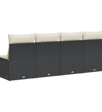 Gartensofa mit Kissen 4-Sitzer Schwarz Poly Rattan