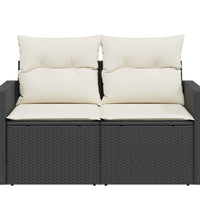 Gartensofa mit Kissen 2-Sitzer Schwarz Poly Rattan