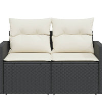 Gartensofa mit Kissen 2-Sitzer Schwarz Poly Rattan