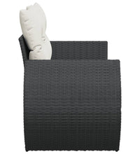 Gartensofa mit Kissen 2-Sitzer Schwarz Poly Rattan