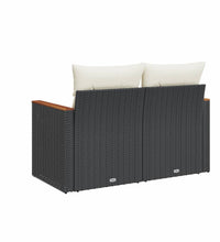 Gartensofa mit Kissen 2-Sitzer Schwarz Poly Rattan