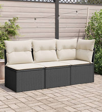 Gartensessel ohne Armlehnen mit Kissen Schwarz Poly Rattan