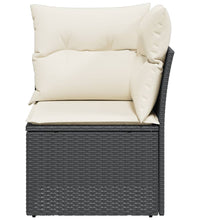 Garten-Ecksofa mit Kissen Schwarz Poly Rattan