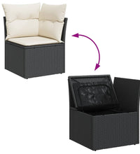 Garten-Ecksofa mit Kissen Schwarz Poly Rattan